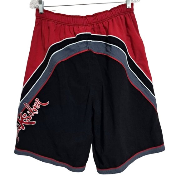 Vintage Y2K Quiksilver Board Shorts Black Red White Mesh Pockets Mens Size L Ear - Picture 2 of 11